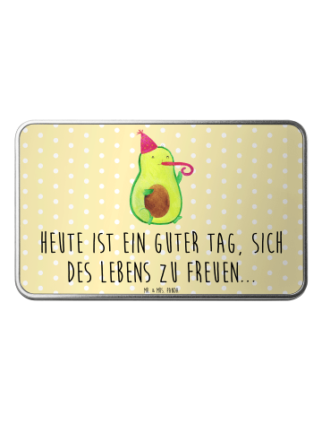 Mr. & Mrs. Panda Metalldose rechteckig Avocado Feier mit Spruch in Gelb Pastell