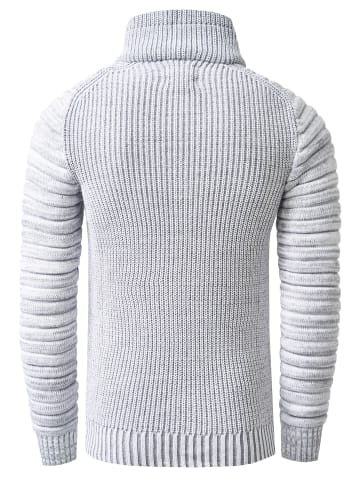 Rusty Neal Biker Grobstrick Stehkragen-Pullover in Weiß