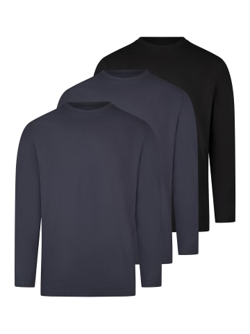 Ragman Langarmshirt Basic in Dunkelblau / schwarz