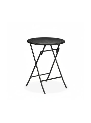 relaxdays Gartentisch "Rattan-Optik" in Schwarz - (H)75 x Ø 60 cm
