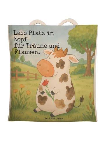 Mr. & Mrs. Panda Tote Bag Kuh Design mit Spruch in Weiß