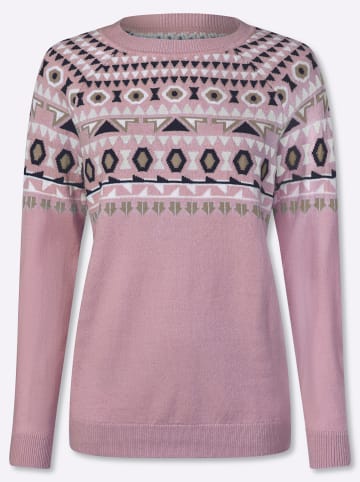 Sieh an! Pullover in mauve-ecru-gemustert