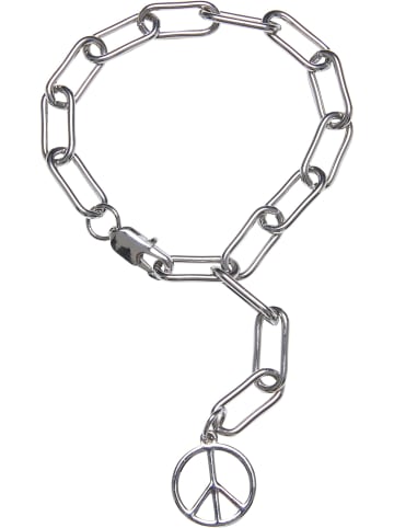 Urban Classics Urban Classics Unisex Y Chain Peace Pendant Bracelet in silver