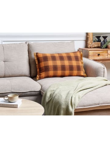 Beliani Dekokissen BARJA in Orange/Schwarz - (W) 70 x (H) 12 x (L) 40 cm