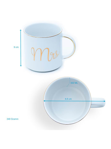Intirilife Kaffeetasse 300 ml Teetasse Geschenk Hochzeit in Weiß - Weiß