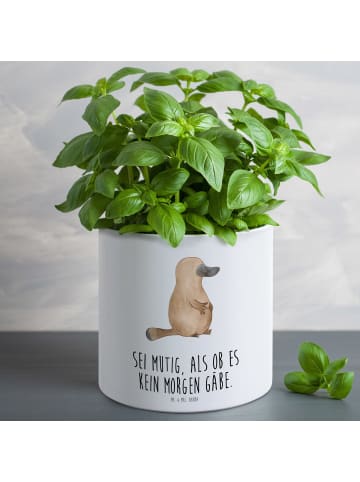 Mr. & Mrs. Panda XL Blumentopf Schnabeltier Mut mit Spruch in Weiß