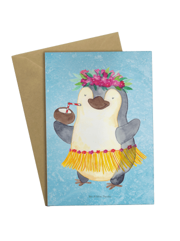 Mr. & Mrs. Panda neujahrskarte Pinguin Kokosnuss ohne Spruch in Eisblau