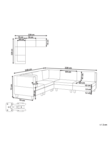 Beliani 5-tlg Modulsofa UNSTAD in Braun/Schwarz
