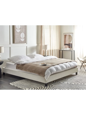Beliani Doppelbett ROANNE in Beige/Dunkler Holzfarbton - (W) 190 x (H) 29 x (L) 213 cm
