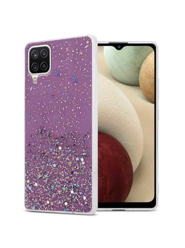 cadorabo Hülle für Samsung Galaxy A12 / M12 Glitter in Lila mit Glitter