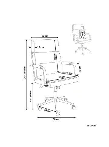 Beliani Bürostuhl VAMURE in Rosa/Gold - (W) 60 x (H) 104 x (L) 60 cm