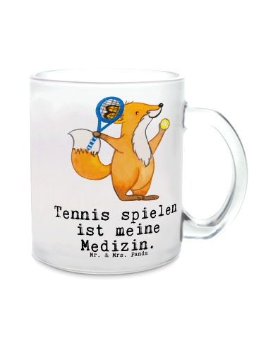 Mr. & Mrs. Panda Tasse Fuchs Tennis spielen mit Spruch in Transparent