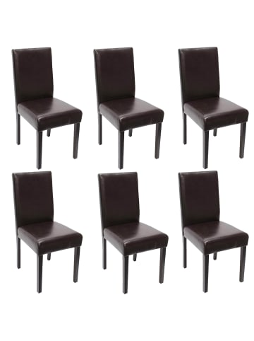 MCW 6er-Set Esszimmerstuhl Littau, Kunstleder, braun, dunkle Beine