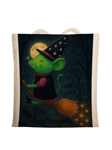 Mr. & Mrs. Panda Tote Bag Hexe Fliegt Design ohne Spruch in Weiß