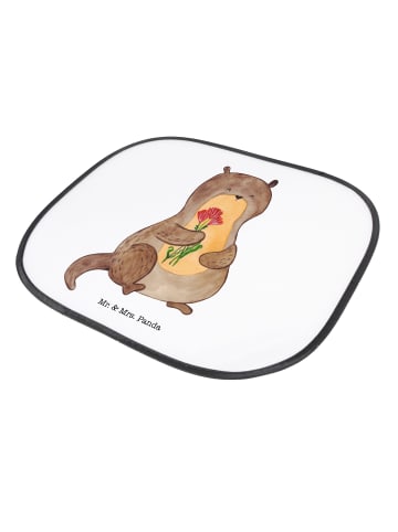 Mr. & Mrs. Panda Sonnenblende Auto Otter Blumenstrauß ohne Spruch in Weiß