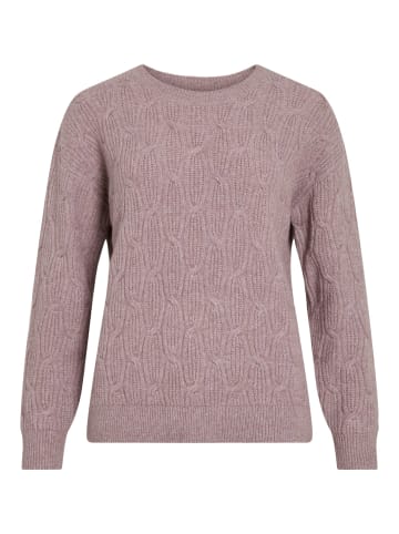 Vila Zopfmuster Strickpullover mit Rundhalsausschnitt und Rippbündchen in Rosa
