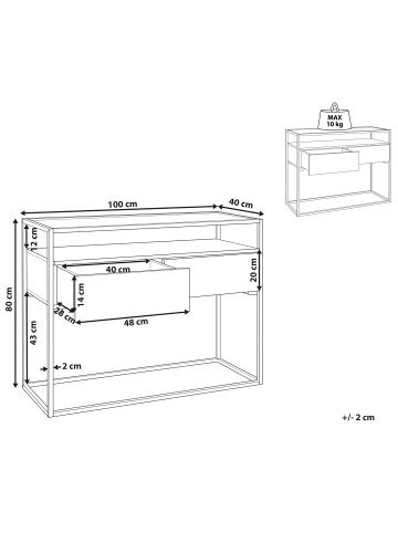 Beliani Konsolentisch MAUK in Braun/Schwarz - (W) 100 x (H) 80 x (L) 40 cm