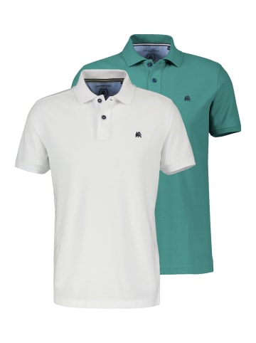 Lerros Poloshirt Basic in Weiß / petrol