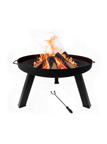 relaxdays Feuerschale in Schwarz - (B)64 x (H)36 x (T)64 cm