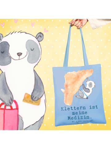 Mr. & Mrs. Panda Tragetasche Panda Klettern mit Spruch in Sky Blue