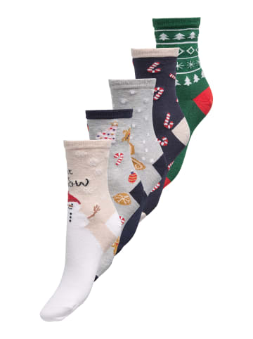 ONLY Socken 'Christmas' 5er Pack in mehrfarbig
