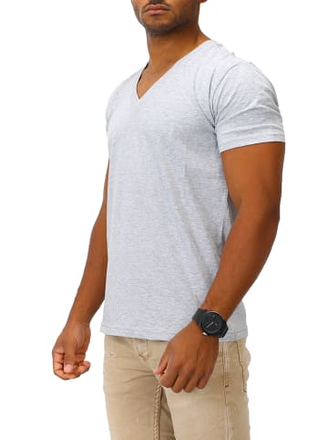 Joe Franks Joe Franks Joe Franks Herren Basic T-Shirt V-Neck in grey melange