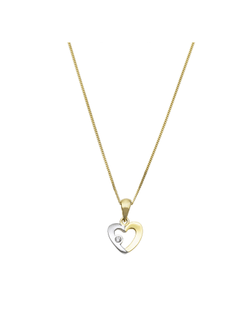 Amor Kette mit Anhänger Gold 375/9 ct, teilrhodiniert in Bicolor