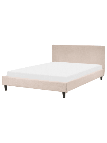 Beliani Doppelbett FITOU in Beige/Braun - (W) 150 x (H) 87 x (L) 214 cm