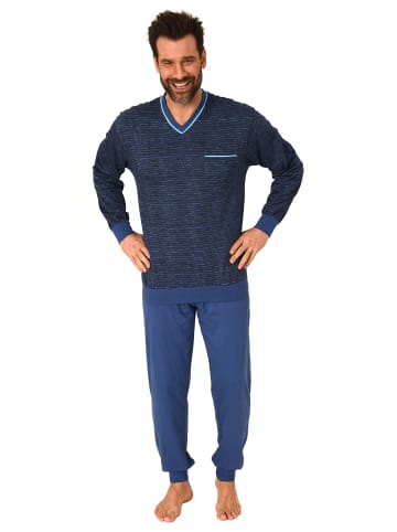 NORMANN Pyjama langarm Bündchen print - 75186 in marine