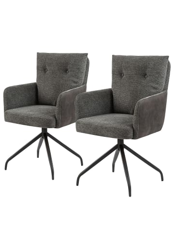 home24 Drehbarer Armlehnenstuhl Avatui 2er-Set in Vintage Dunkelbraun