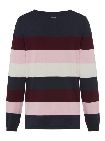 Laura Scott Strickpullover in marine-bordeaux-rosa-weiß
