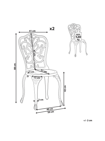 Beliani 2er-Set Esszimmerstuhl TRIORA in Weiß