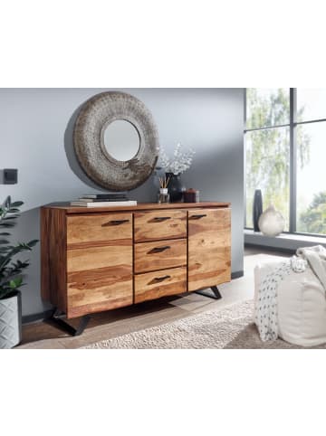KADIMA DESIGN Sideboard 145x82x45 cm Massivholz / Metall mit Baumkante