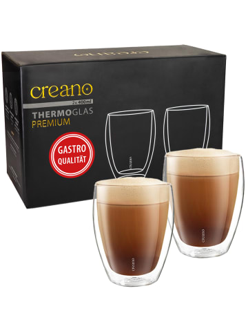 Creano 2er Set 400ml PREMIUM-GLÄSER GASTRO-QUALITÄT, spülmaschinenfestes Glas