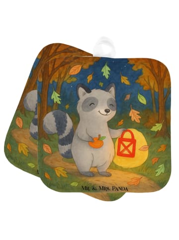 Mr. & Mrs. Panda Ofenhandschuh Waschbär Laterne Design ohne Spruch in Weiß