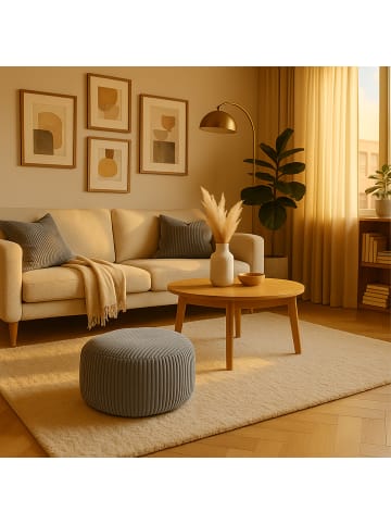 relaxdays Pouf in Hellgrau - (H)35 x Ø 50 cm