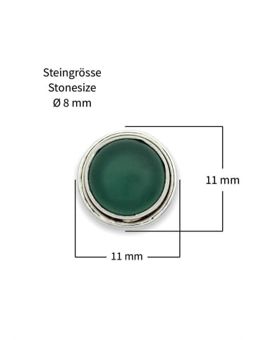 mantraroma 925er Silber - Ohrstecker (L) 11 x (B) 11 mm mit grüner Onyx
