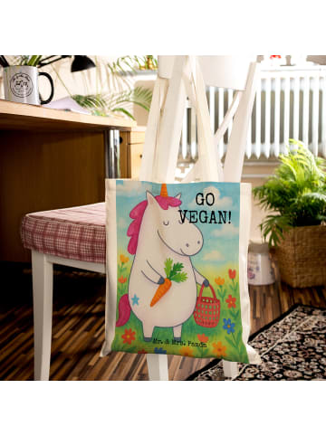 Mr. & Mrs. Panda Schultertasche Einhorn Vegan Design mit Spruch in Weiß