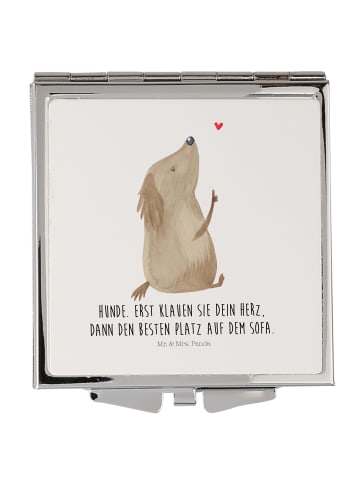 Mr. & Mrs. Panda Schminkspiegel Hund Liebe mit Spruch in Weiß