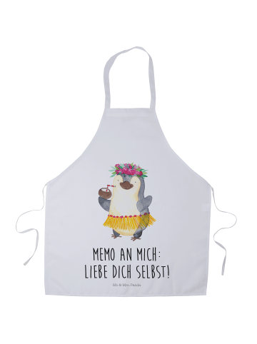 Mr. & Mrs. Panda Schürze Pinguin Kokosnuss mit Spruch in Weiß