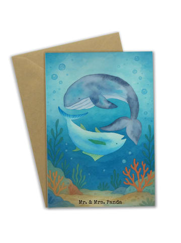 Mr. & Mrs. Panda Klappkarte Walfisch Thunfisch Design ohne Spruch in Weiß