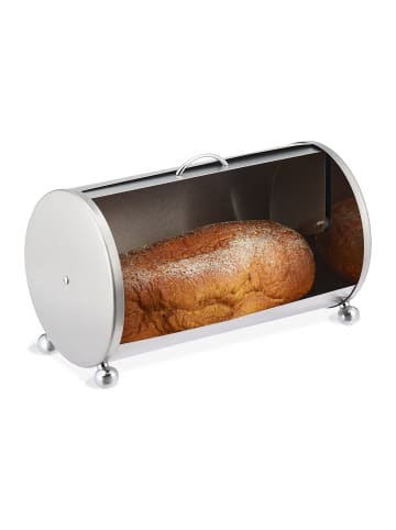 relaxdays Brotkasten in Silber - (B)36,5 x (H)21 x (T)20 cm