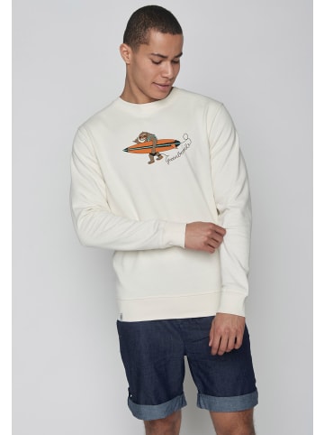 GreenBomb Sweatshirt Animal Sloth Surf in Creme Weiß