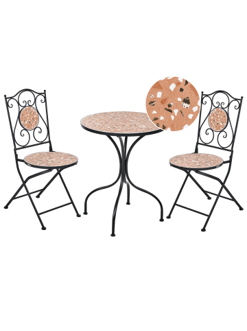 Beliani 3-tlg Bistro Set ADRANO in Schwarz/Braun/Orange