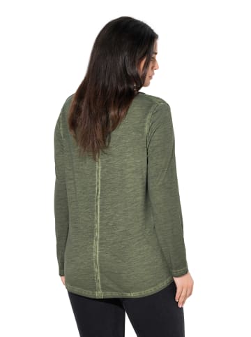 Ulla Popken Langarmshirt in olivgrau