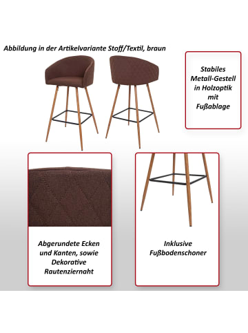 MCW 2er-Set Barhocker D72 mit Lehne, Stoff/Textil, anthrazit-grau