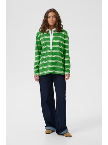 CULTURE Poloshirt CUbejse Oversize fit in Mint Green/White Stripe