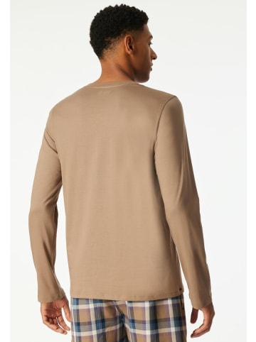 Schiesser Langarmshirt V-Ausschnitt in Nougat