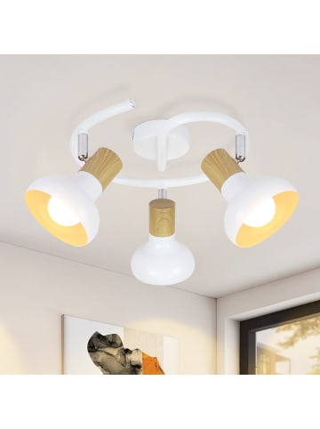 ZMH Deckenleuchte in Weiß 3-flammige E14 rund Vintage Metall Deckenspots