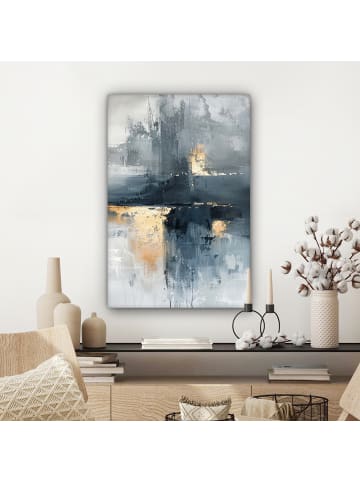 MuchoWow Poster mit Leiste Abstrakte Kunst gold grau  (BxH)